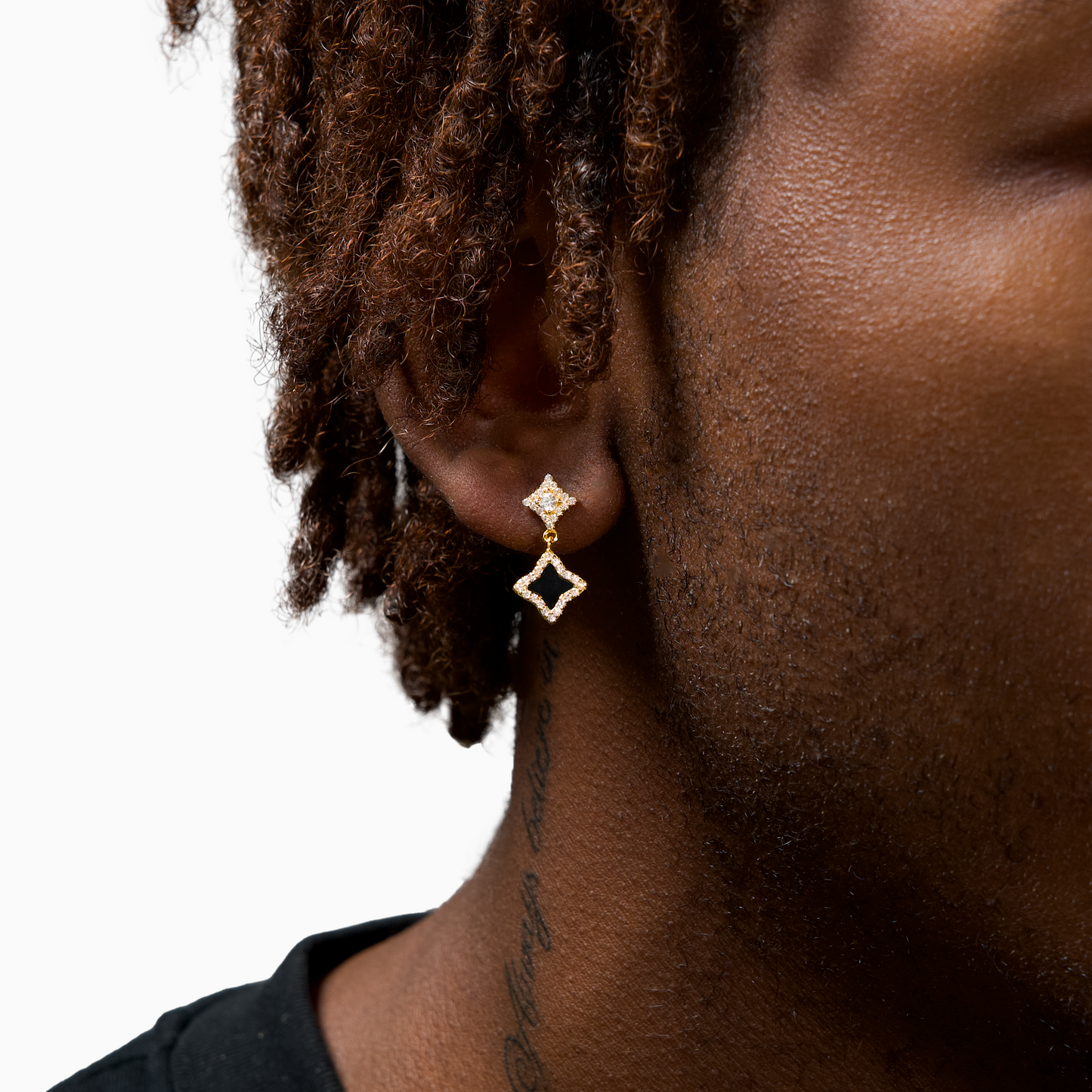 Stars & Flowers gold earrings - Black