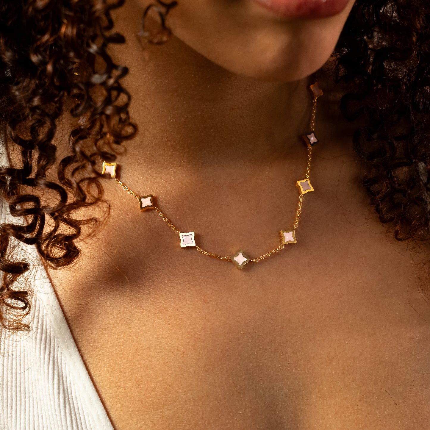 Gold Flower Cable Chain - Rose Pattern