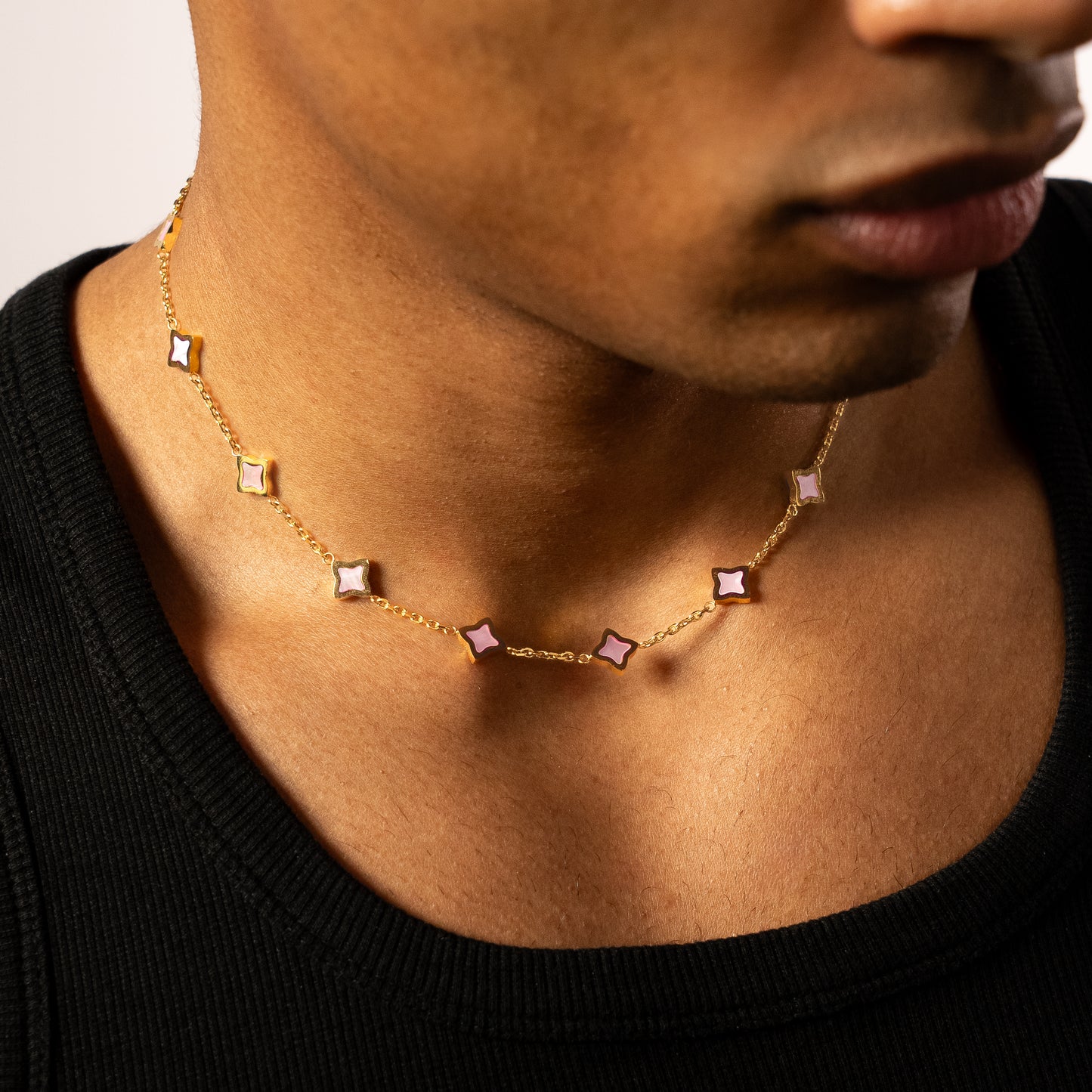 Chaîne Flower câble Dorée - Motif Rose