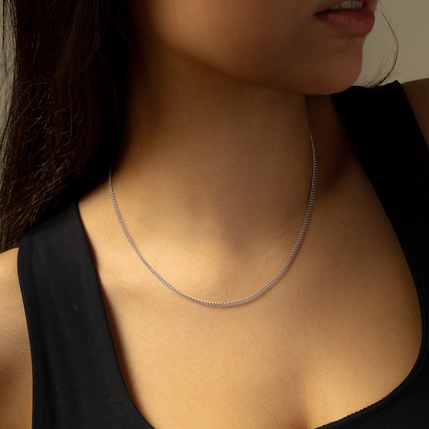 Cuban link chain 2 mm silver