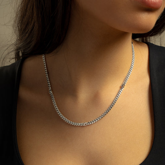 Cuban link chain 4 mm Signature Silver