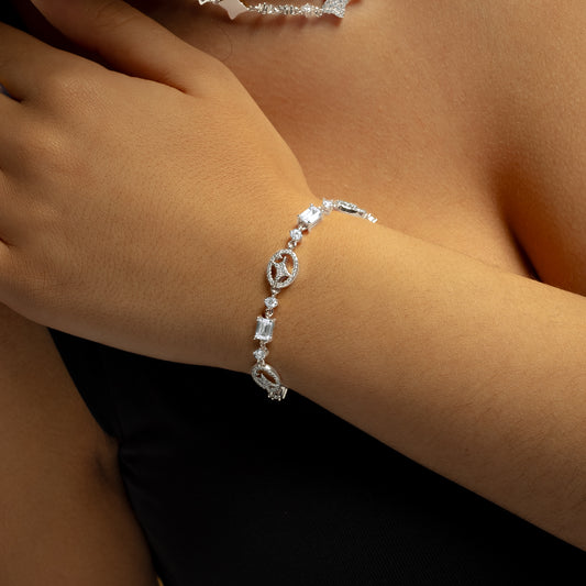 Silver signature Iced bracelet