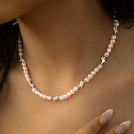 Signature silver Pearl Chain - White and Pink