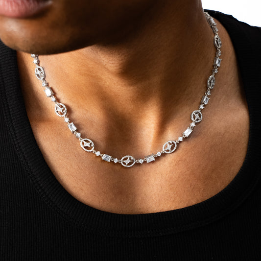 Chaîne Iced signature argentée