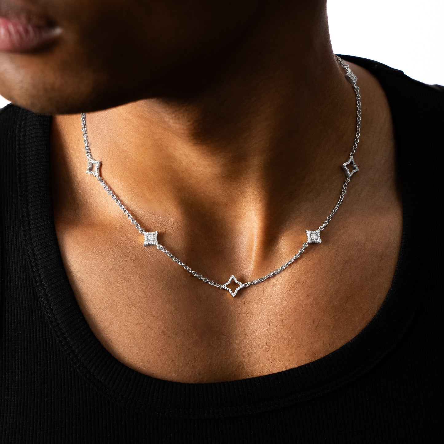 Chaîne Mixed Star & Flower Argentée