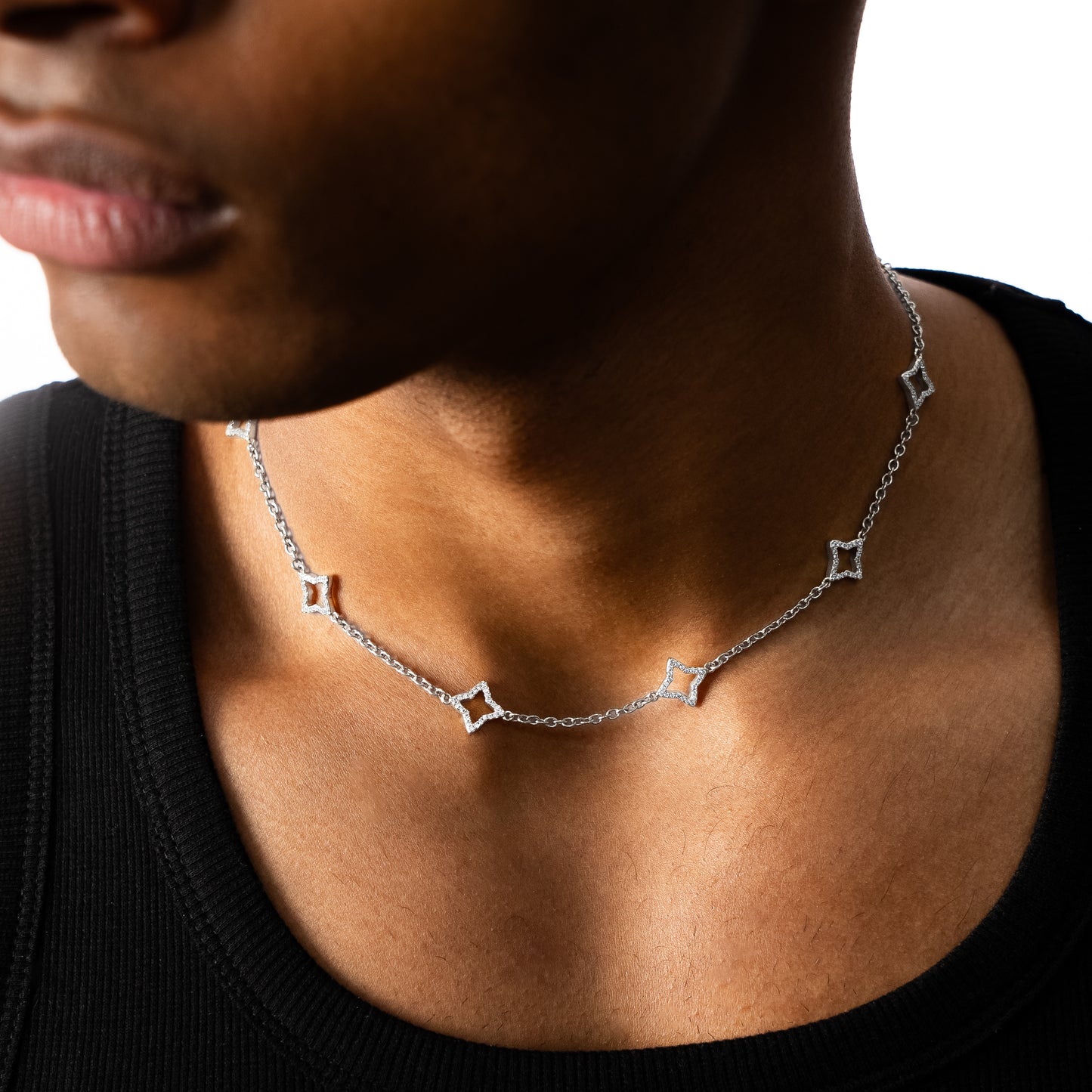 Chaîne Hollow Flower Argentée