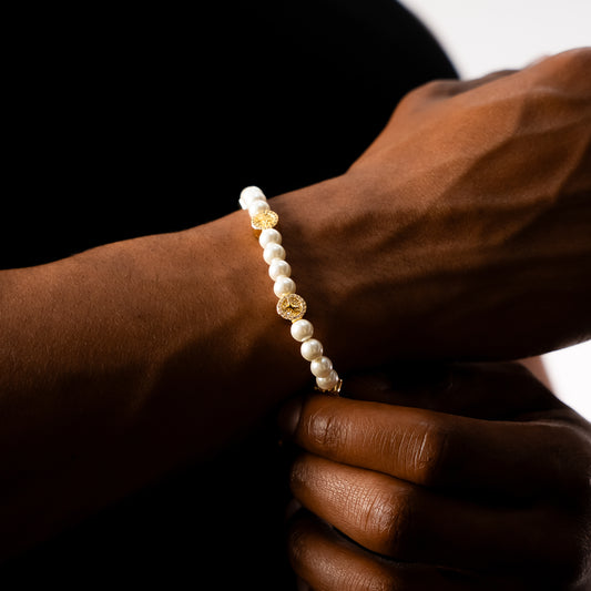 Bracelet perlé Monogramme Doré