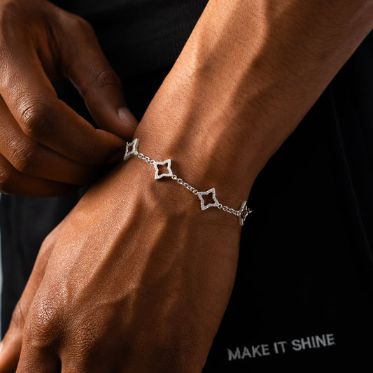 Bracelet Hollow Flower Argenté