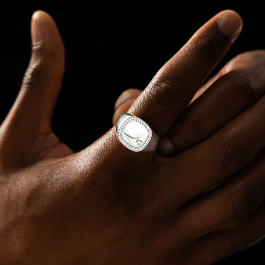 Iced Raw ring Argentée - Motif Blanc