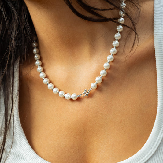 Chaîne Pearl Double Stars Argentée