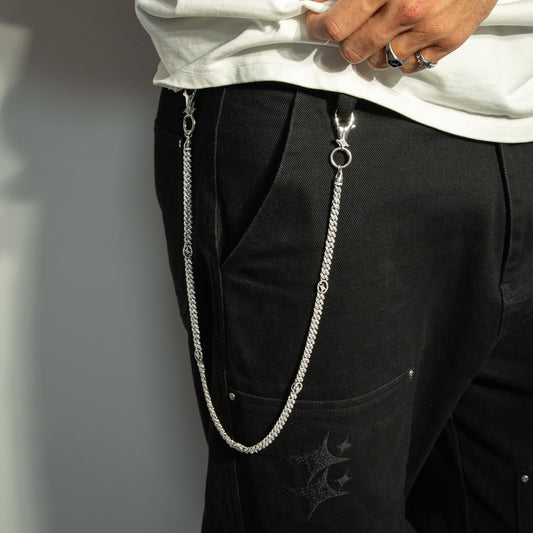 Wallet Chain Iced Cuban link Signature 5 mm Silver