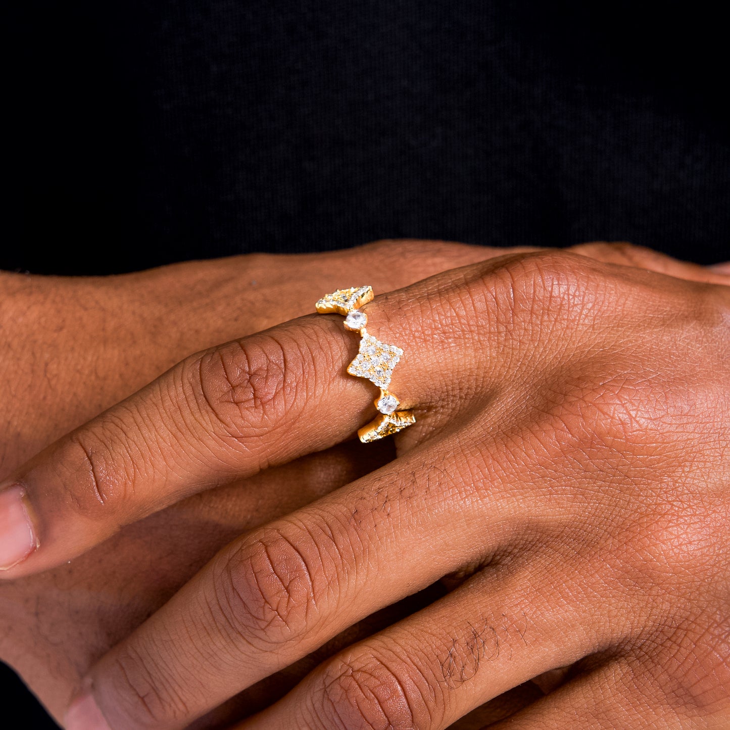 Flower tennis ring dorée