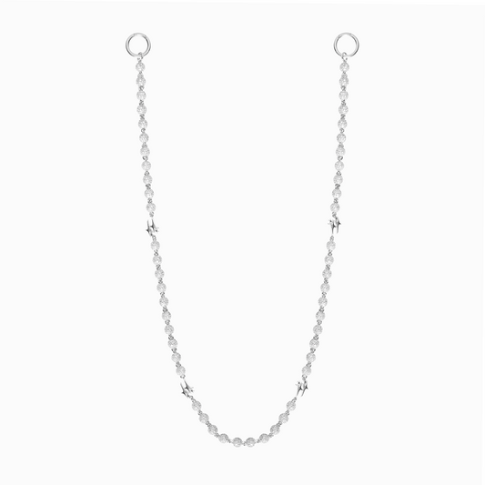 Wallet Chain Iced Bead link Signature Silver