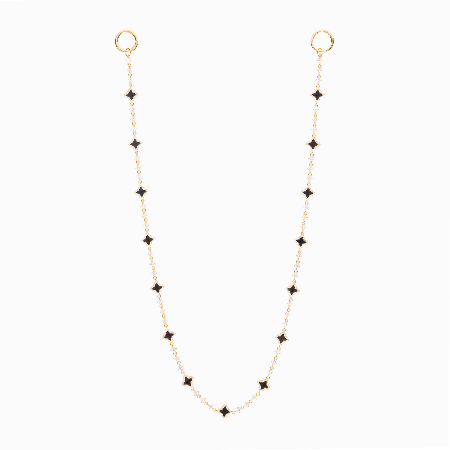 Gold Flower Tennis Wallet Chain - Black Pattern