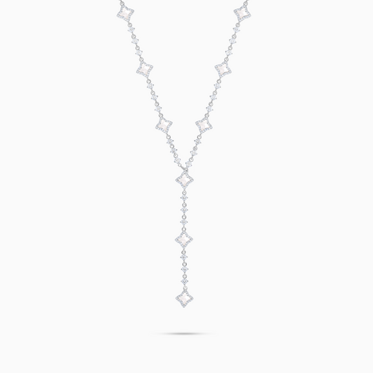 Lariat Flower Tennis Silver - White Pattern