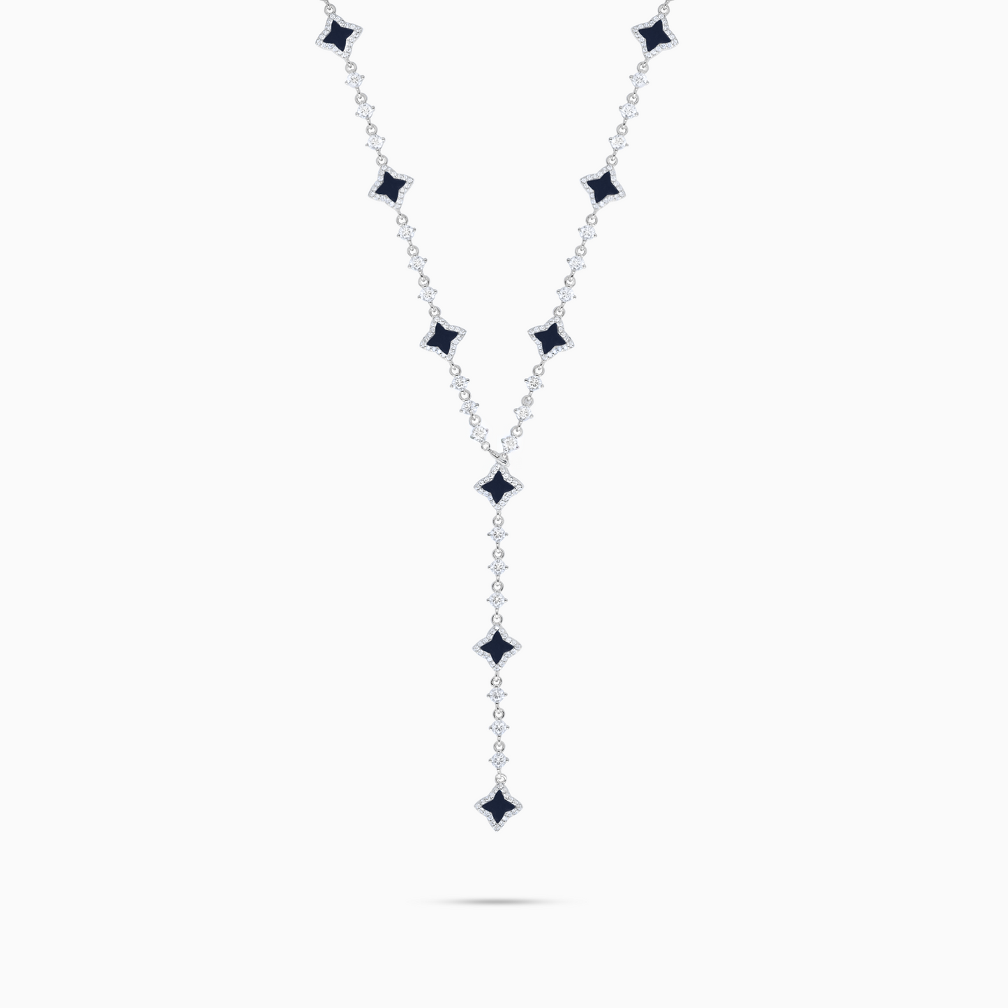 Lariat Flower Tennis Silver - Black Pattern