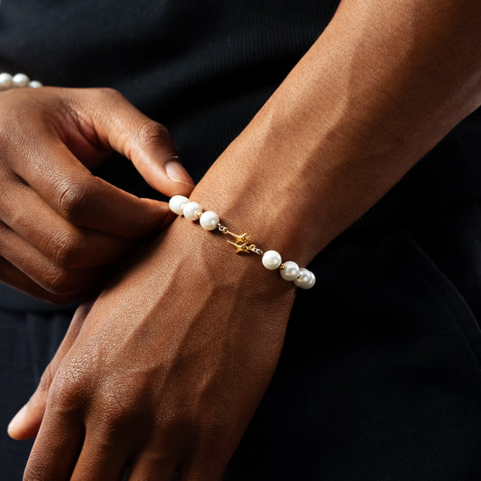 Bracelet Pearl Double Stars Doré