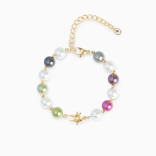 Bracelet Pearl Double Stars Doré - Multicolore