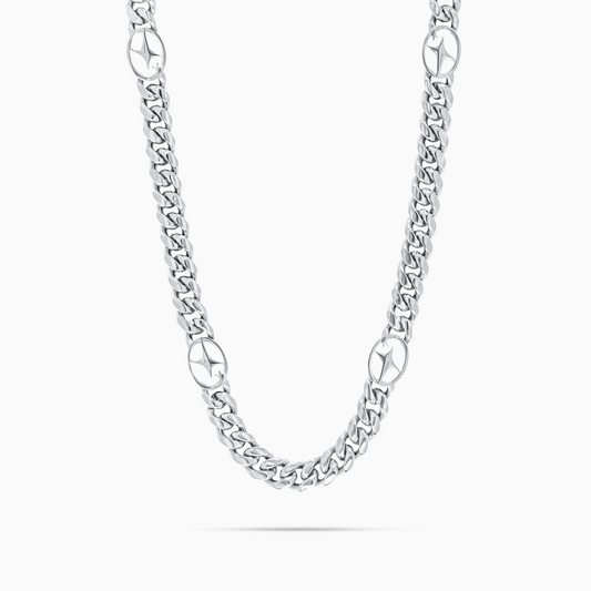 Cuban link chain 8 mm Signature Silver