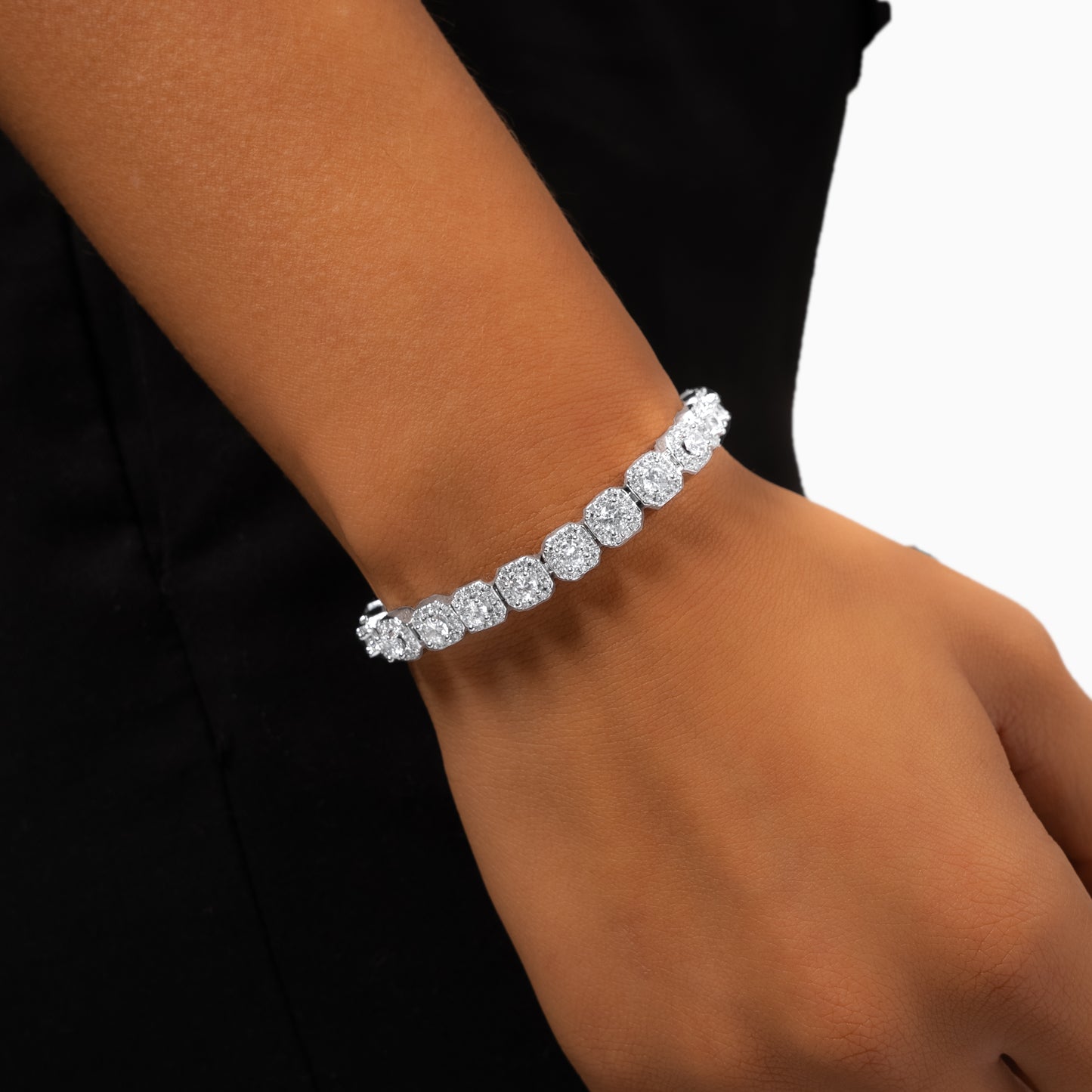 Clustered tennis bracelet 6mm silver