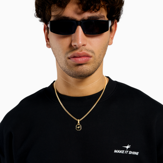 Signature Square Pendant in Gold - Black