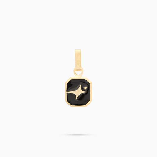 Signature Square Pendant in Gold - Black