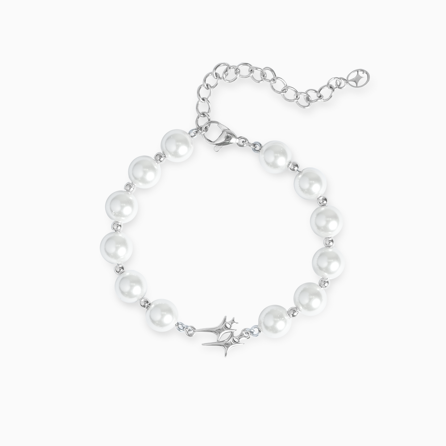 Pearl Double Stars Silver Bracelet