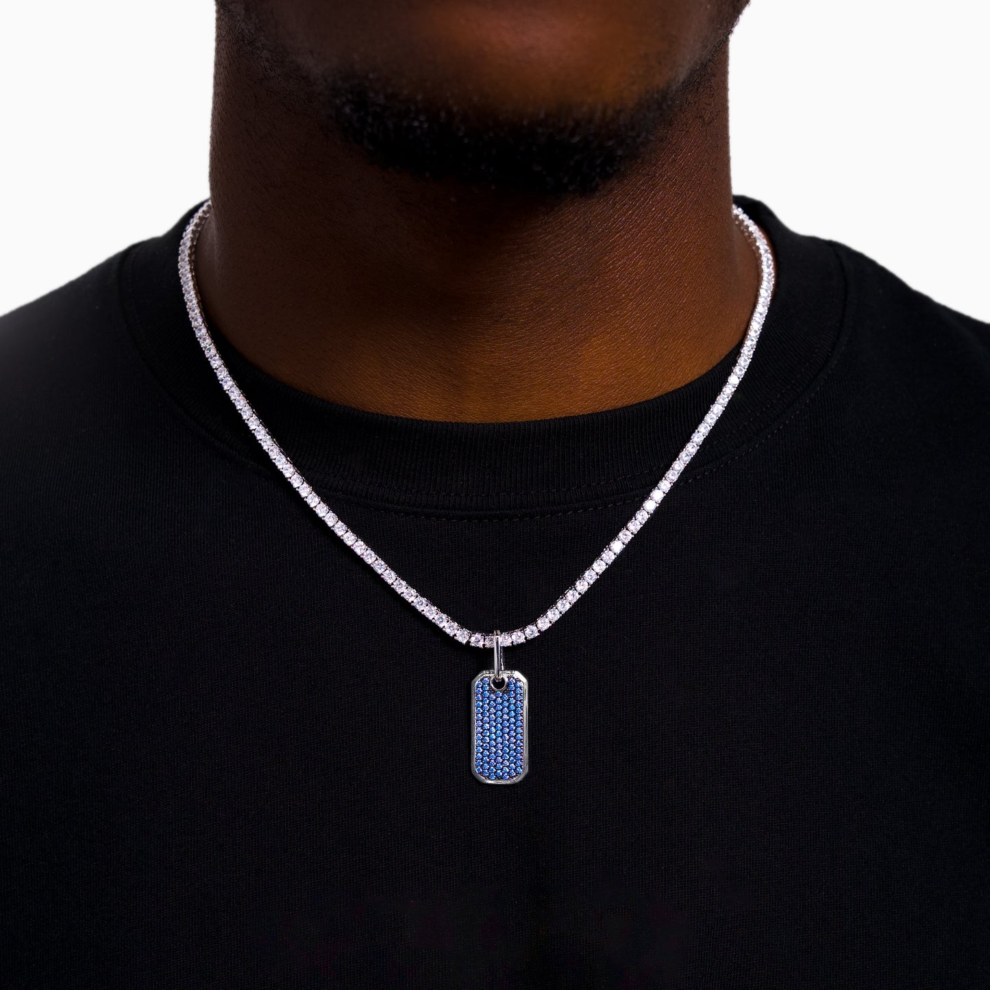 Ice tag argenté et bleu