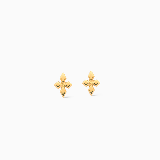 Crossed Star Studs - Doré