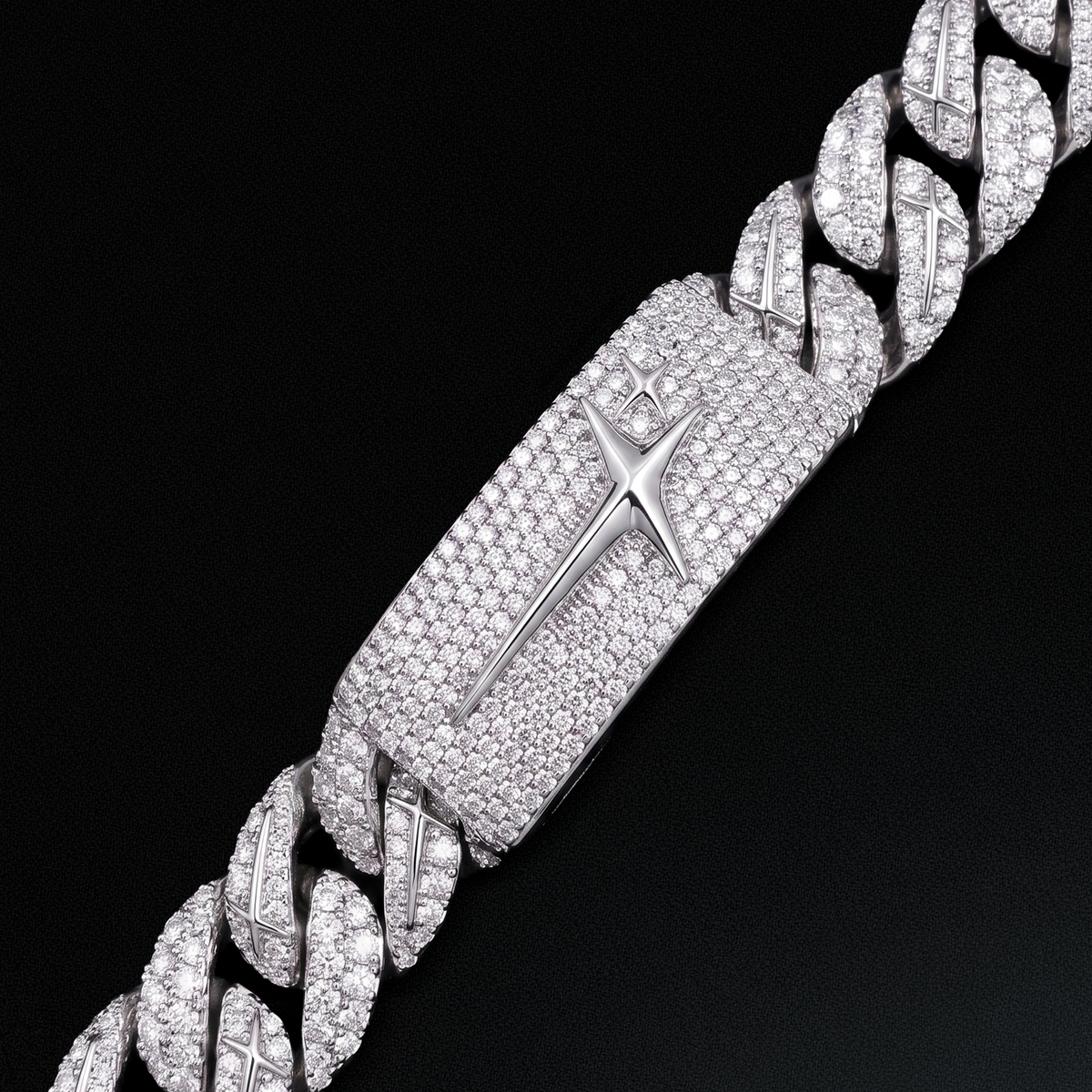 Bracelet Iced Icon Cuban link Plate 15mm Argenté