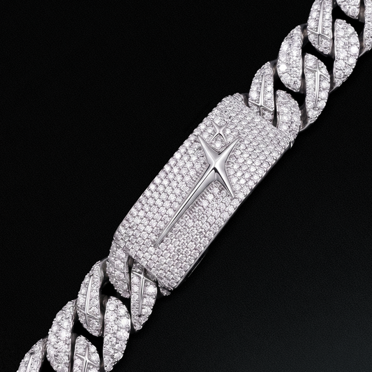 Bracelet Iced Icon Cuban link Plate 15mm Argenté