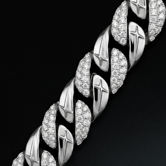 Bracelet Iced Icon Cuban link Plate 15mm 1/2 Argenté