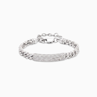 Iced Icon Cuban Link Plate Bracelet 6mm 1/2 Silver