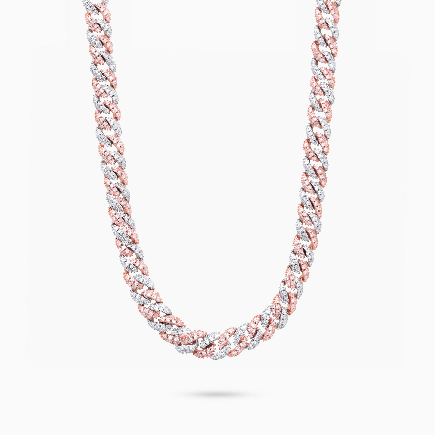 Iced Cuban link chain 6.8 mm two-tone