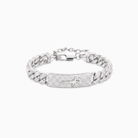 Iced Icon Cuban Link Plate Bracelet 8mm 1/2 Silver