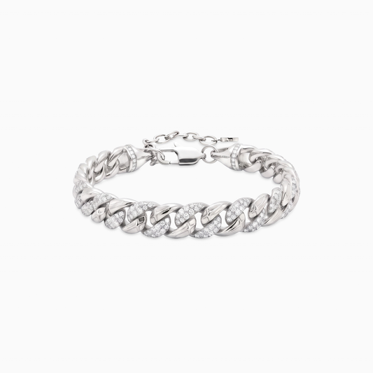 Iced Icon Cuban link Bracelet 8mm 1/2 - Silver