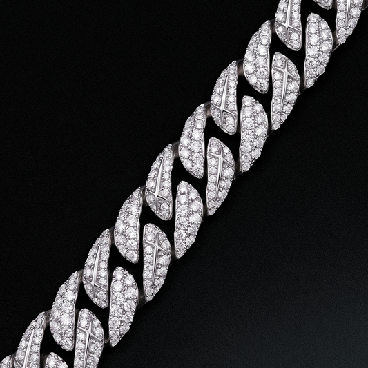 Bracelet Iced Icon Cuban link Plate 8mm Argenté