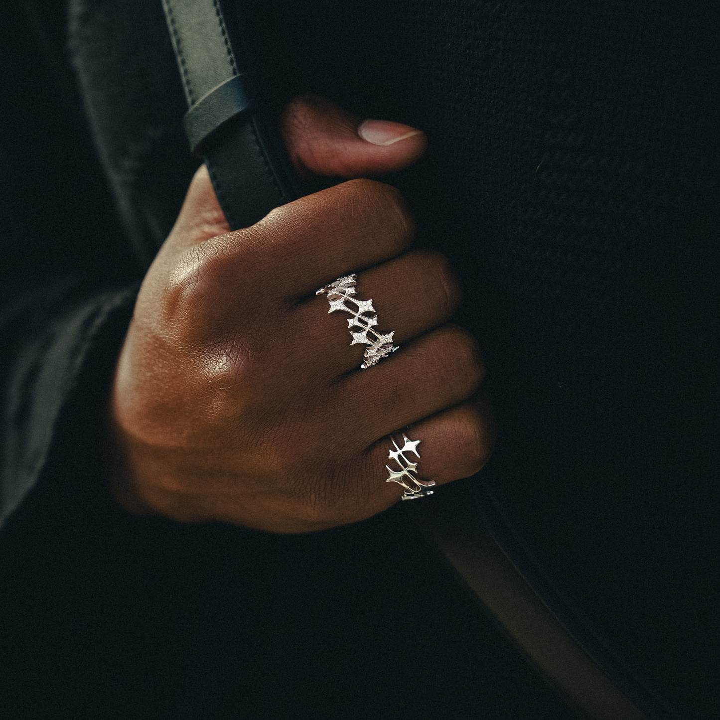 Iced Monogram Ring Silver
