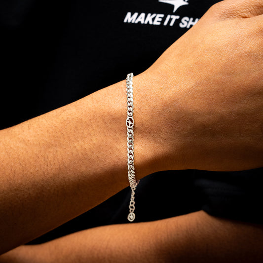 Cuban link bracelet 4 mm Signature Silver