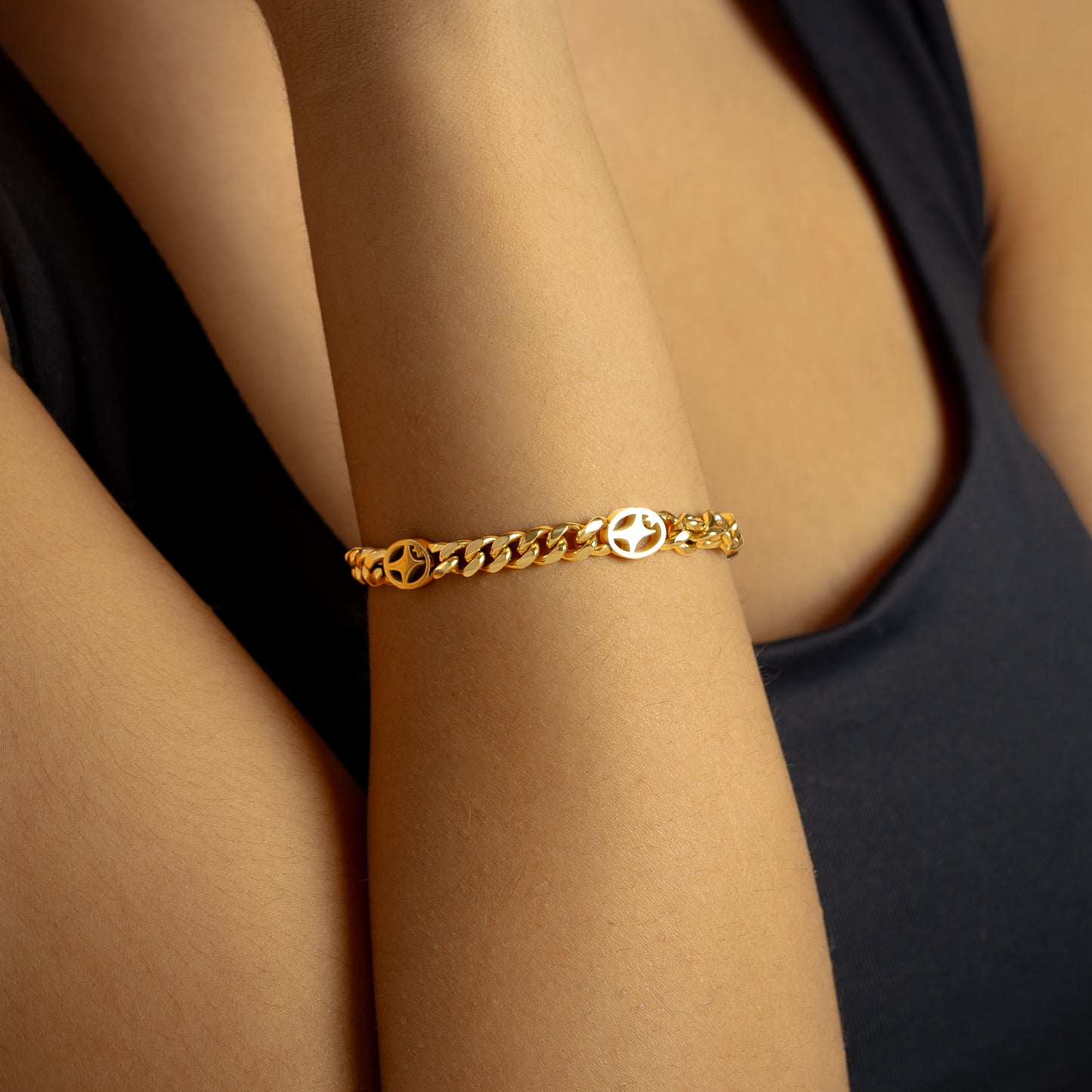 Bracelet Cuban link 6 mm Signature Doré