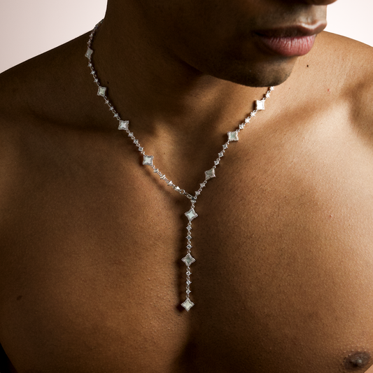 Lariat Flower Tennis Silver - White Pattern