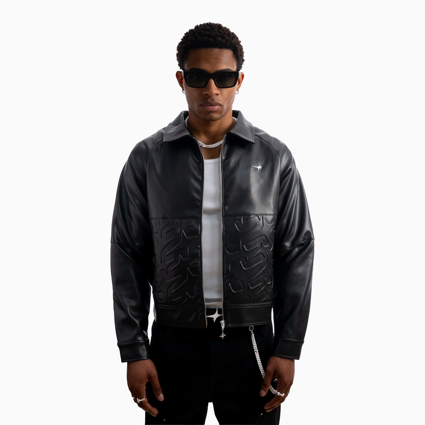 Leather Jacket Monogram - Black & Moissanite