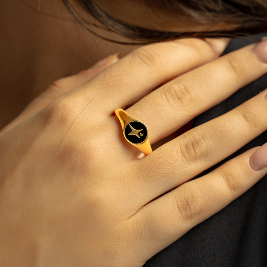 Signature Round signet ring dorée