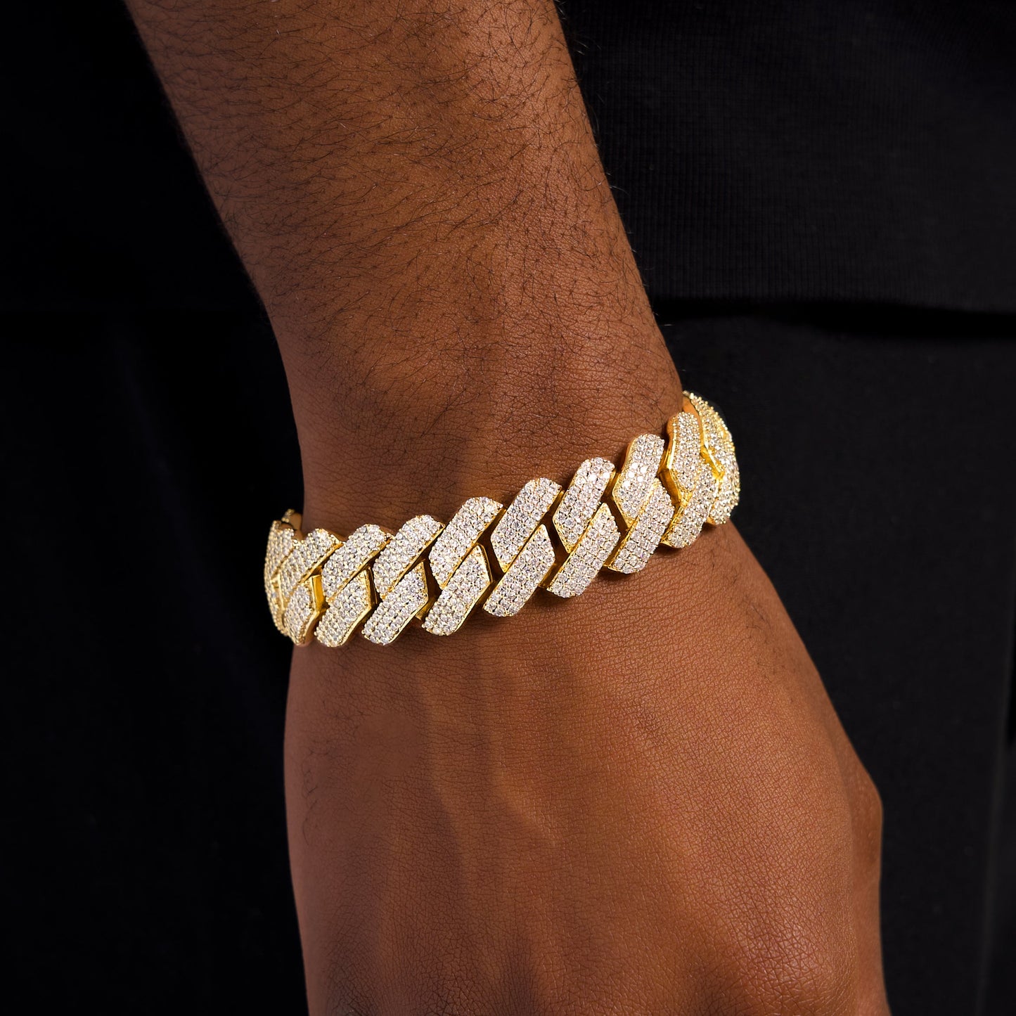 Prong link bracelet 19mm gold