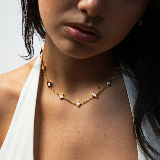 Gold Flower Cable Chain - Rose Pattern