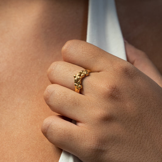 Triple crossed star ring - Gold