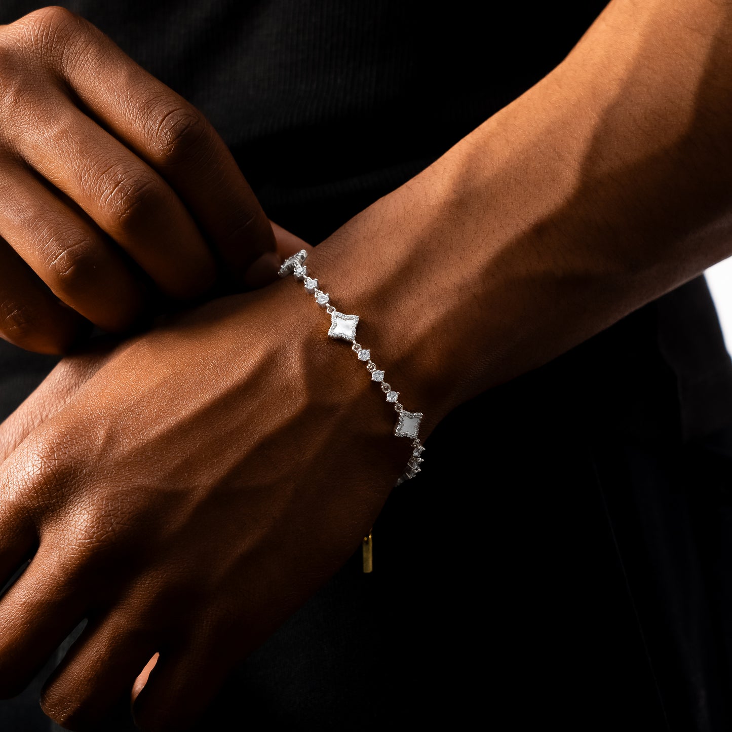 Bracelet Flower Tennis Argenté - Motif Blanc