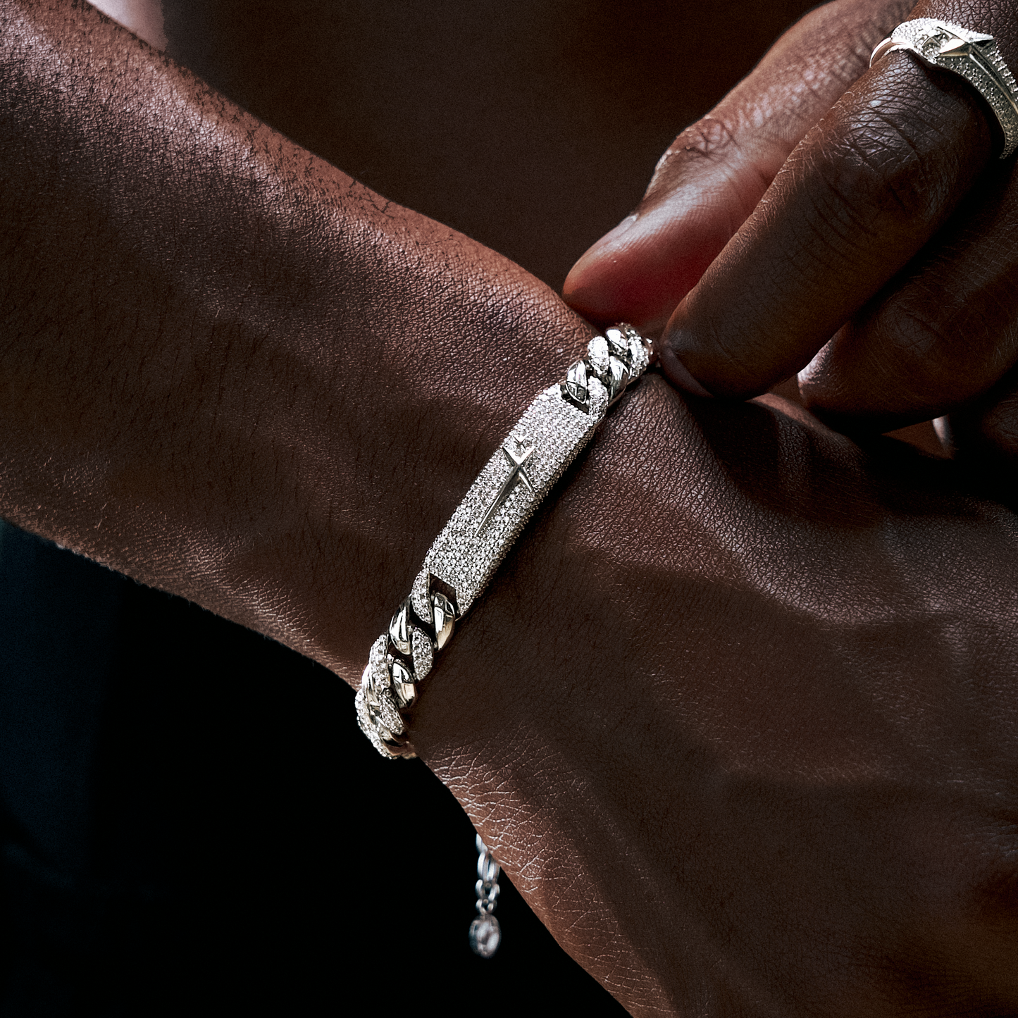 Bracelet Iced Icon Cuban link Plate 8mm 1/2 Argenté