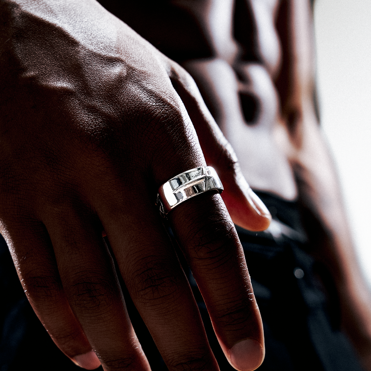 Icon Cuban link Plate ring - Silver