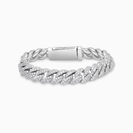 Iced Cuban link bracelet 10 mm silver